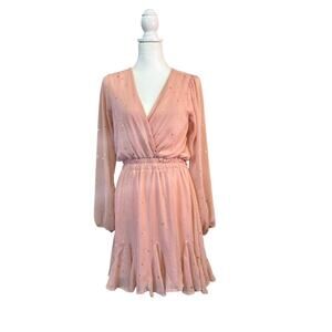 Mi ami Francesca's blush pink gold star mini dress size medium